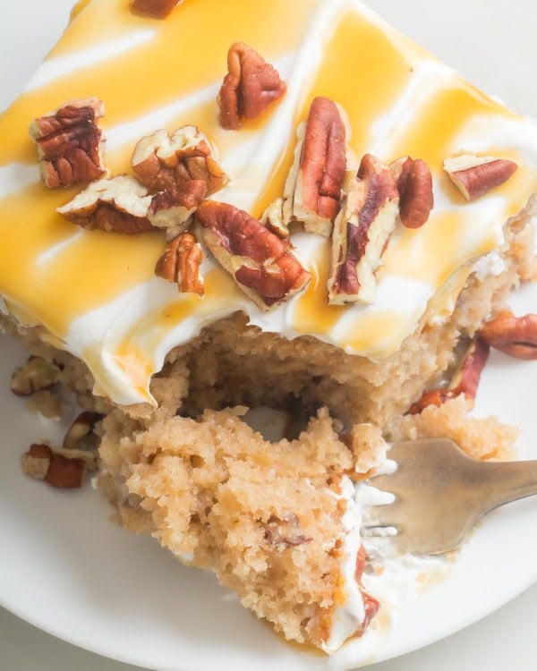 Butter pecan praline poke cake