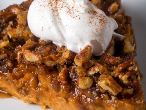Crustless pumpkin pecan pie