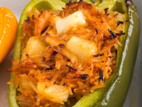 Hawaiian chicken stuffed bell peppers