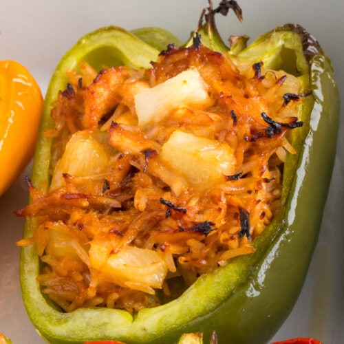 Hawaiian chicken stuffed bell peppers