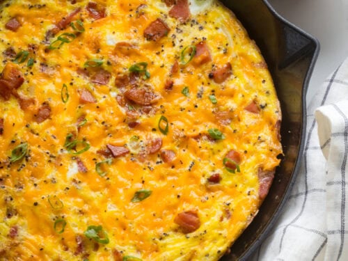 Bacon And Ham Hash Brown Skillet