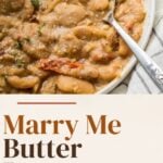 Pinterest pin for Marry Me Butter Beans showing creamy butter beans in a garlic and herb sauce.