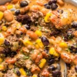 Creamy Santa Fe soup with ground beef, beans and corn
